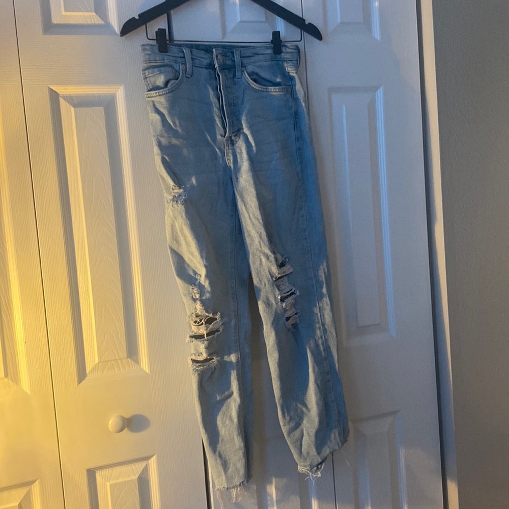 Ripped high-rise jeans